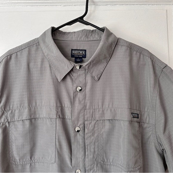 Smiths Workwear Men’s Button Front Shirt L Ripstop Collared Short Sleeve Utility - Picture 9 of 11